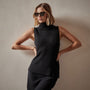 Ribbed Cashmere Sleeveless Turtleneck in Black | James Perse Los Angeles