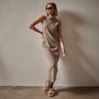 Ribbed Cashmere Sleeveless Turtleneck in Mocha | James Perse Los Angeles
