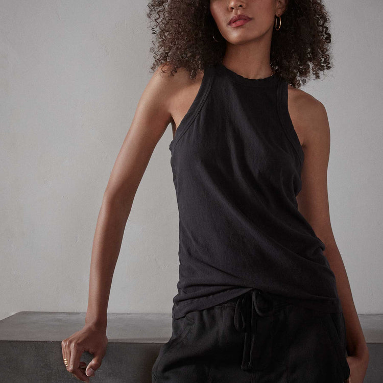 Brushed Jersey Muscle Tank - Black | James Perse Los Angeles