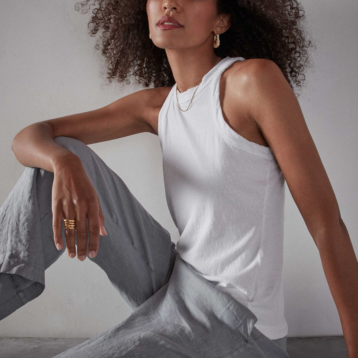 Brushed Jersey Muscle Tank - White | James Perse Los Angeles