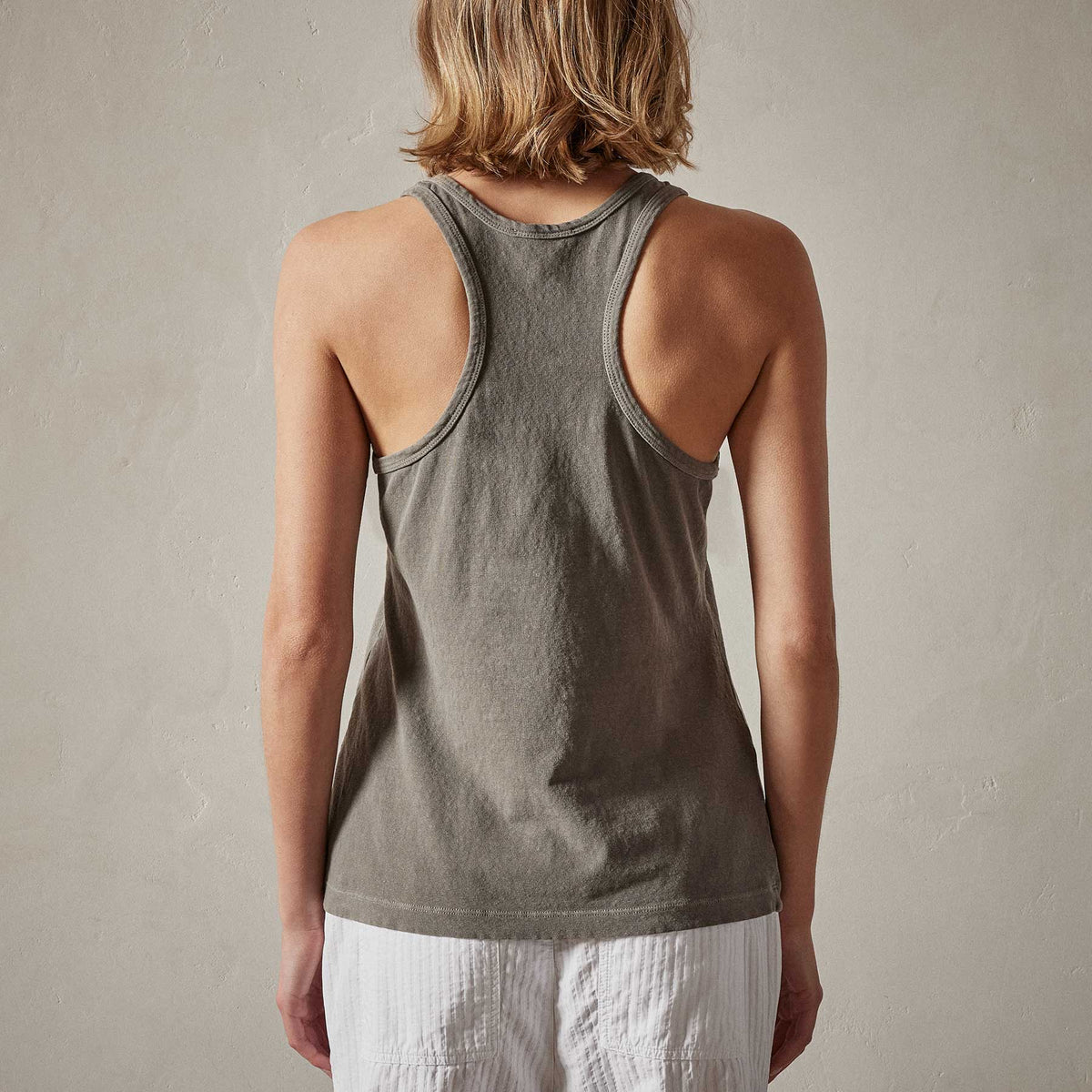 Cut Away Racer Back Tank in River Rock Pigment | James Perse Los Angeles 
