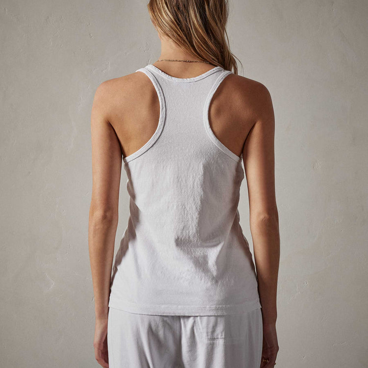 Cut Away Racer Back Tank in White | James Perse Los Angeles 
