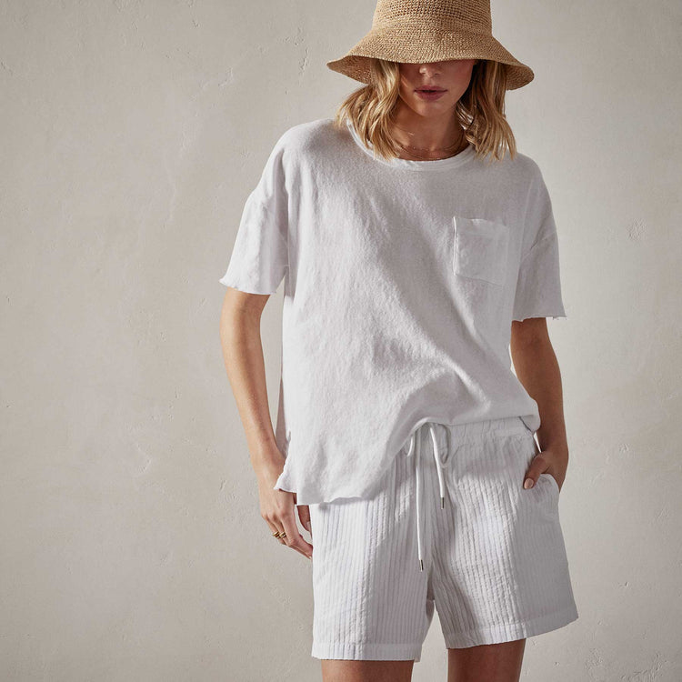 Jersey Relaxed Fit Pocket Tee in White | James Perse Los Angeles 