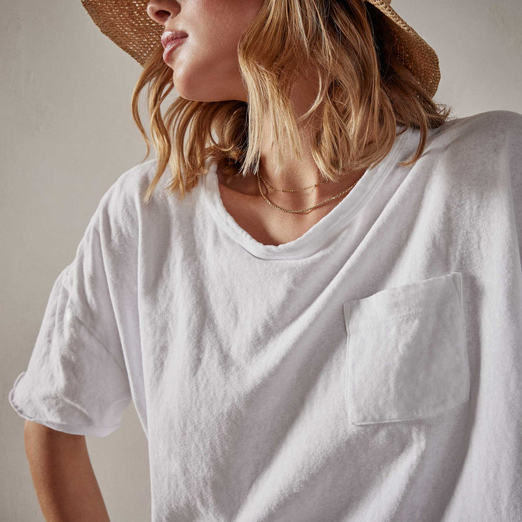 Jersey Relaxed Fit Pocket Tee in White | James Perse Los Angeles 