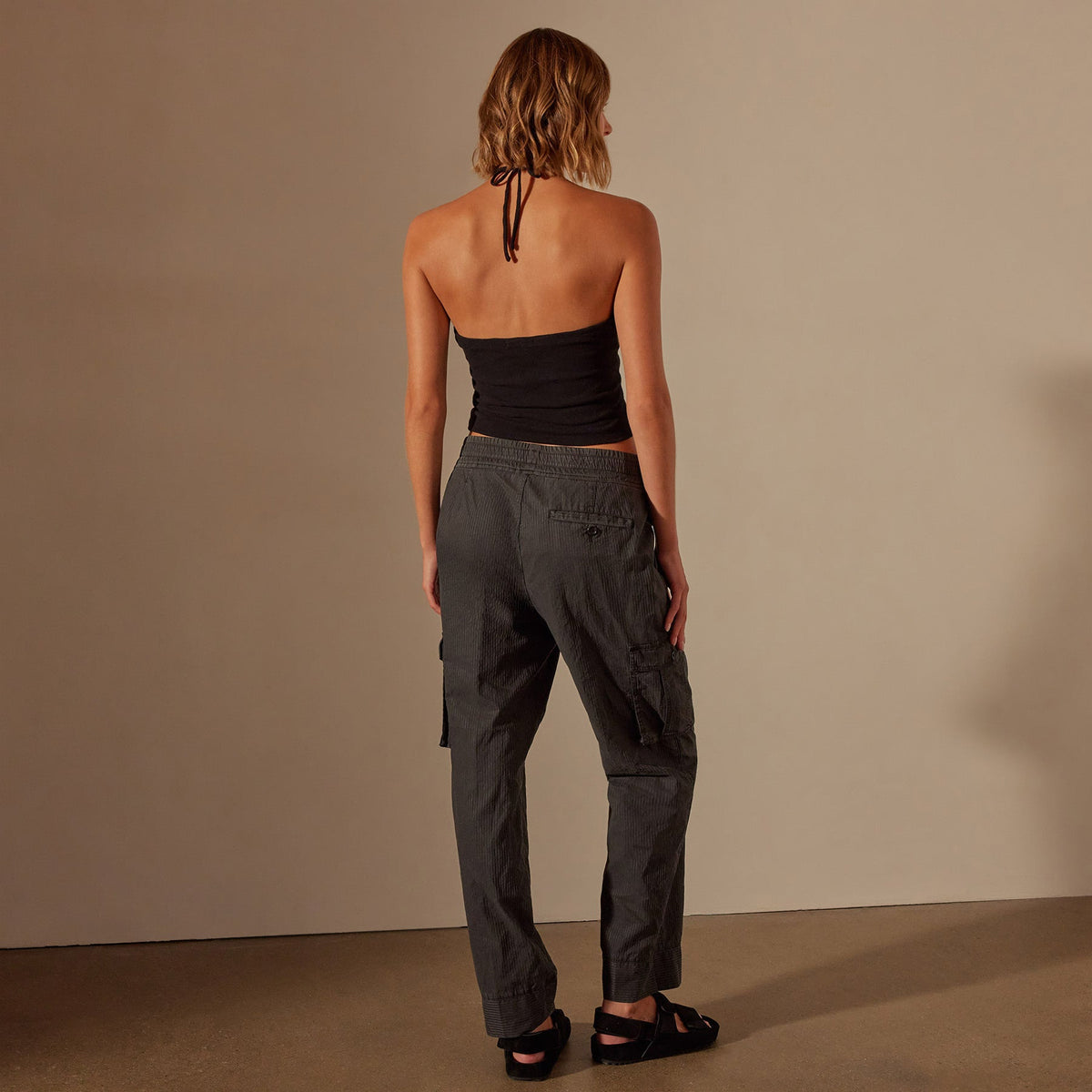 Recycled Brushed Jersey Halter Neck Top in Black | James Perse Los Angeles