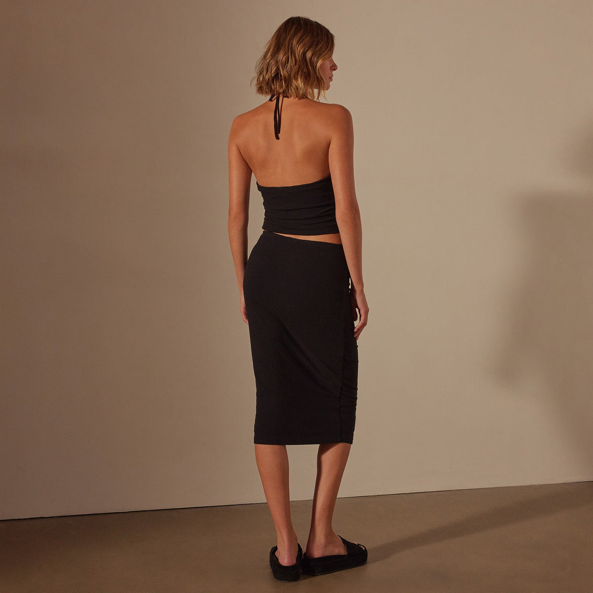 Recycled Brushed Jersey Skirt in Black | James Perse Los Angeles