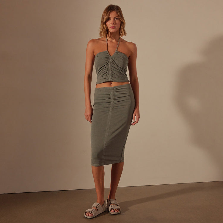 Recycled Brushed Jersey Skirt in Palm Pigment | James Perse Los Angeles