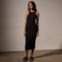 Ruched Cut Away Tank Dress in Black | James Perse Los Angeles