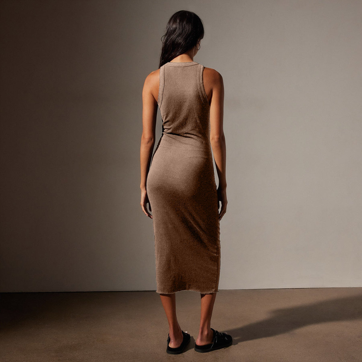 Ruched Cut Away Tank Dress in Cargo Pigment | James Perse Los Angeles