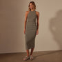 Ruched Cut Away Tank Dress in Palm Pigment | James Perse Los Angeles