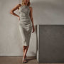Ruched Cut Away Tank Dress in Silt Pigment | James Perse Los Angeles 
