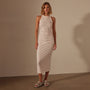 Ruched Cut Away Tank Dress in Zephyr Pigment | James Perse Los Angeles