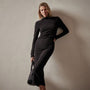 Recycled Brushed Jersey Ruched Turtleneck Dress in Black | James Perse Los Angeles
