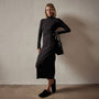 Recycled Brushed Jersey Ruched Turtleneck Dress in Black | James Perse Los Angeles