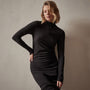 Recycled Brushed Jersey Ruched Turtleneck Dress in Black | James Perse Los Angeles