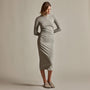 Recycled Brushed Jersey Ruched Turtleneck Dress in Dapple Pigment | James Perse Los Angeles