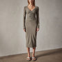 deep v front ruched dress ammo pigment wrbj6724 | James Perse Los Angeles 