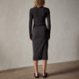 deep v front ruched dress black wrbj6724 | James Perse Los Angeles 