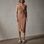 Recycled Brushed Jersey Halter Dress in Nutmeg Pigment | James Perse Los Angeles