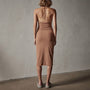 Recycled Brushed Jersey Halter Dress in Nutmeg Pigment | James Perse Los Angeles
