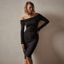 Brushed Jersey Off The Shoulder Dress in Black | James Perse Los Angeles