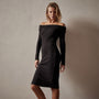 Brushed Jersey Off The Shoulder Dress in Black | James Perse Los Angeles