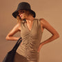 Recycled Jersey Front Ruched Dress in Cashew Pigment | James Perse Los Angeles