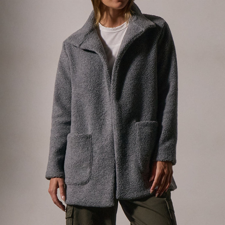 Funnel Neck Coat in Flannel | James Perse Los Angeles