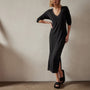 Ribbed Tv Neck Dress in Black | James Perse Los Angeles 