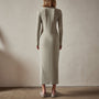 Ribbed Tv Neck Dress in Silt | James Perse Los Angeles 