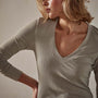 Ribbed Tv Neck Dress in Silt | James Perse Los Angeles 