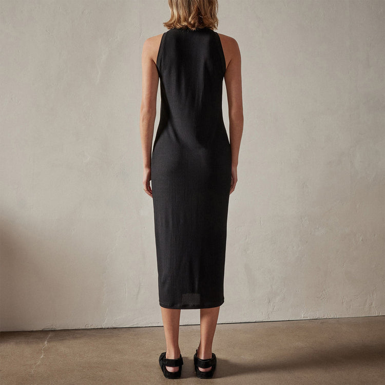 High Neck Crepe Matte Jersey Dress in Black | James Perse Los Angeles 