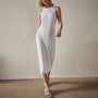 High Neck Crepe Matte Jersey Dress in White | James Perse Los Angeles 