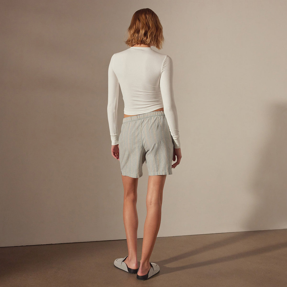 Relaxed Striped Baja Short in Light Blue Stripe | James Perse Los Angeles