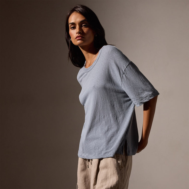 Recycled Cotton Jersey Crew in Bluestone | James Perse Los Angeles