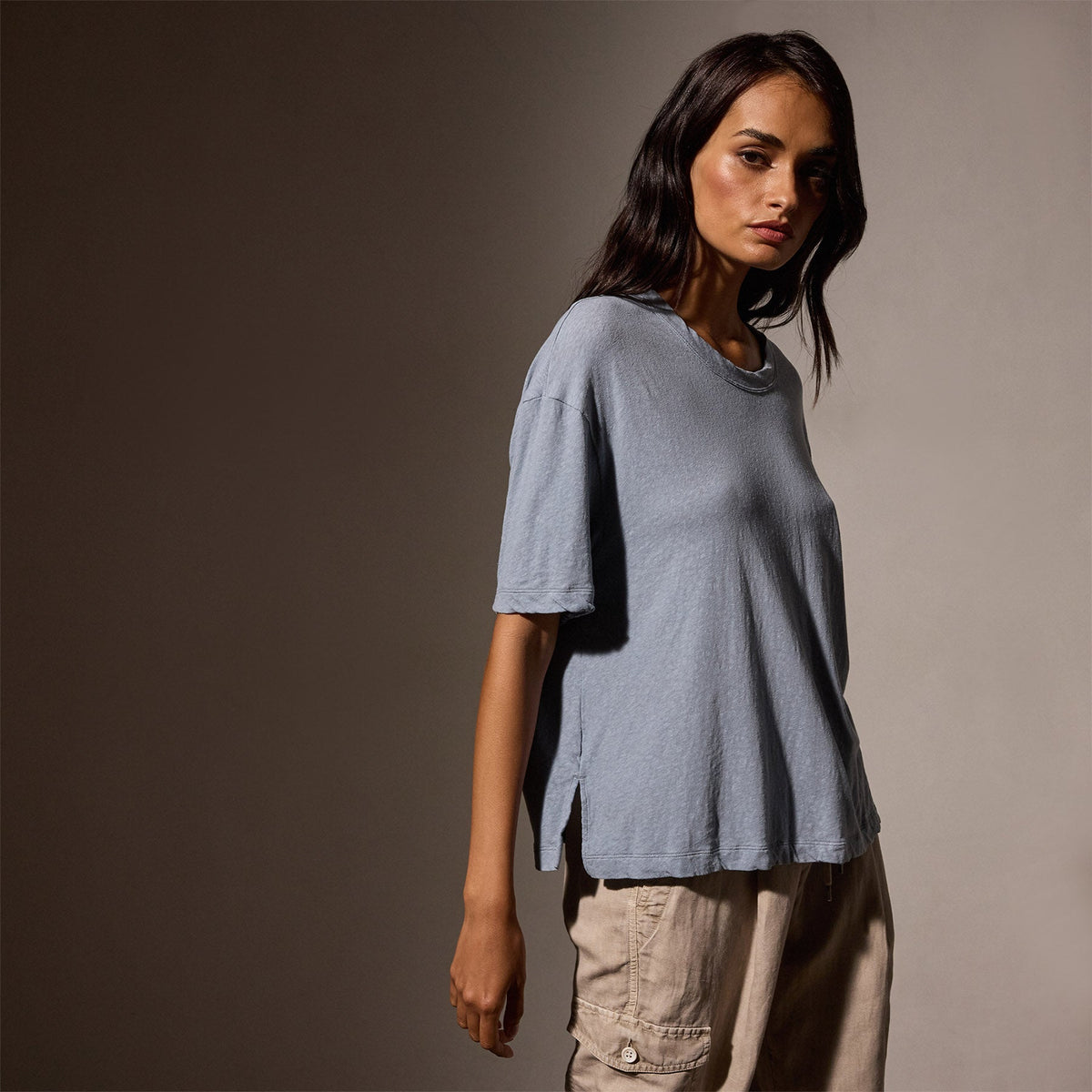 Recycled Cotton Jersey Crew in Bluestone | James Perse Los Angeles