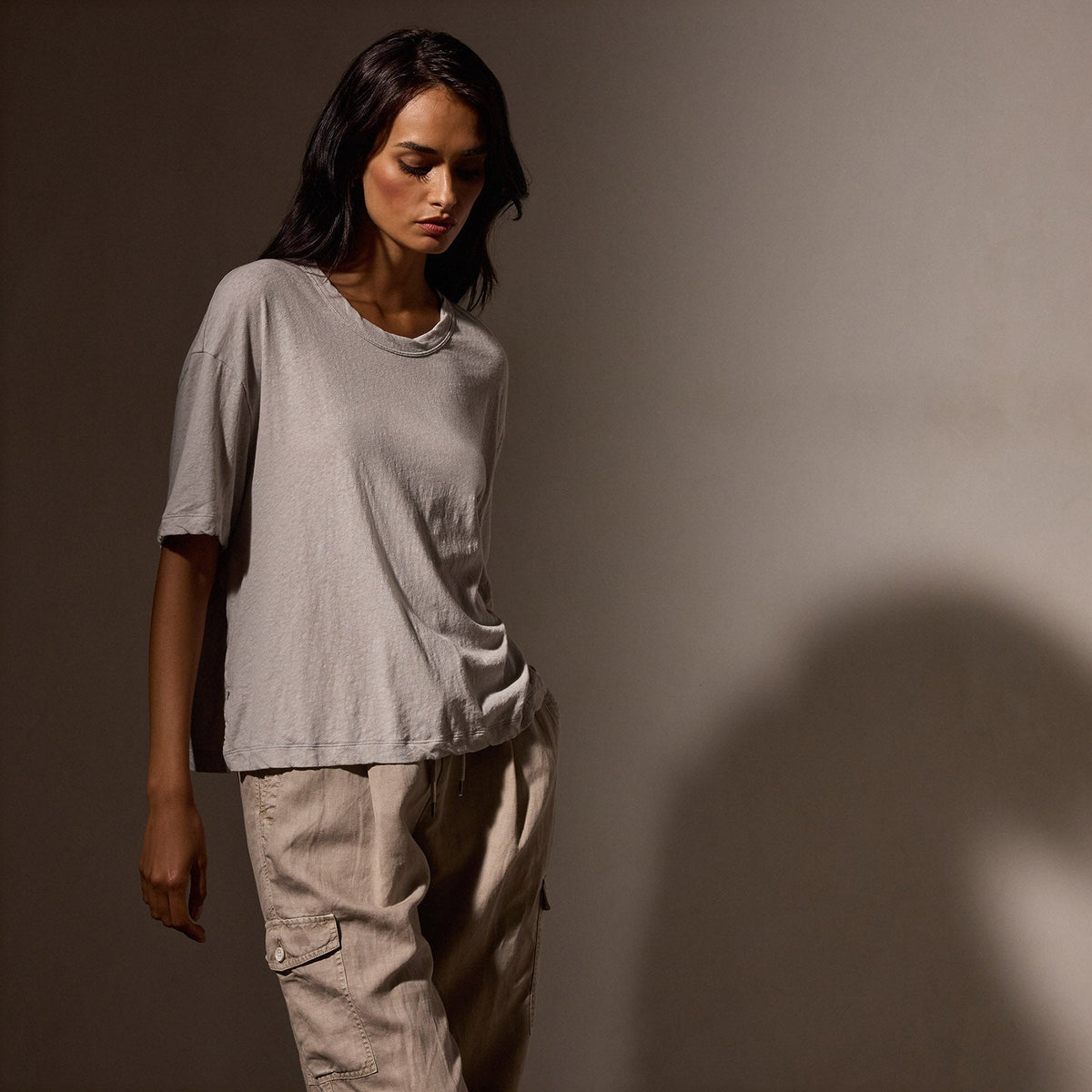 Recycled Cotton Jersey Crew in Salt | James Perse Los Angeles