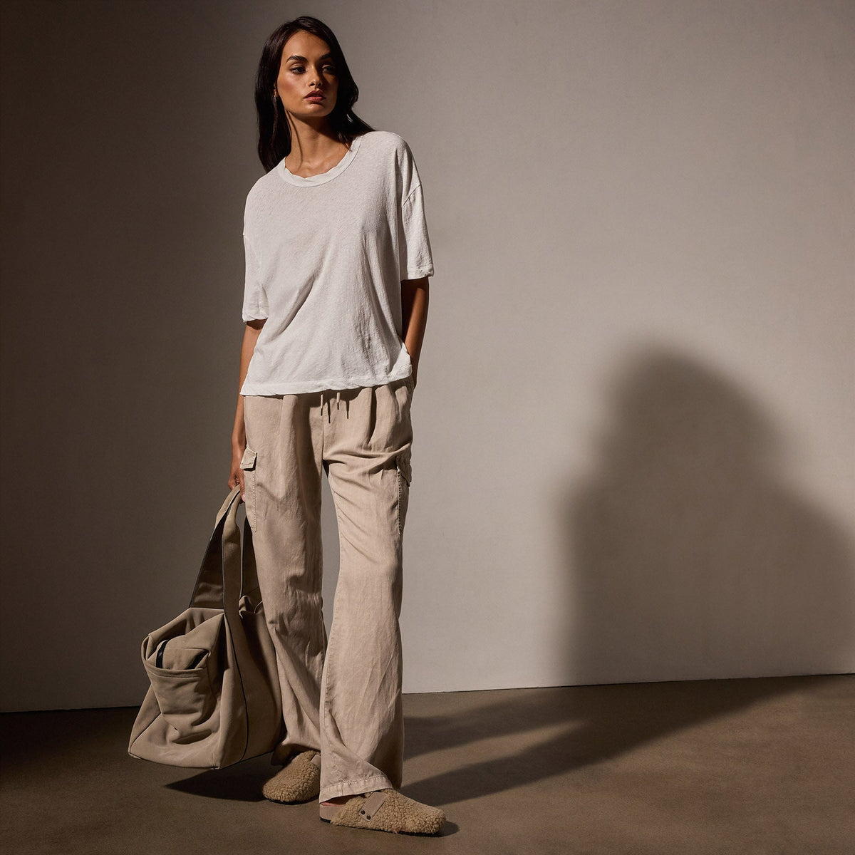 Recycled Cotton Jersey Crew in White | James Perse Los Angeles