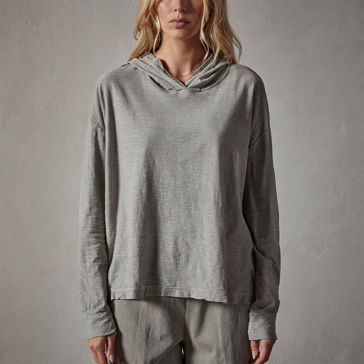Reverse Slub Jersey Hoody in Concrete Pigment | James Perse Los Angeles