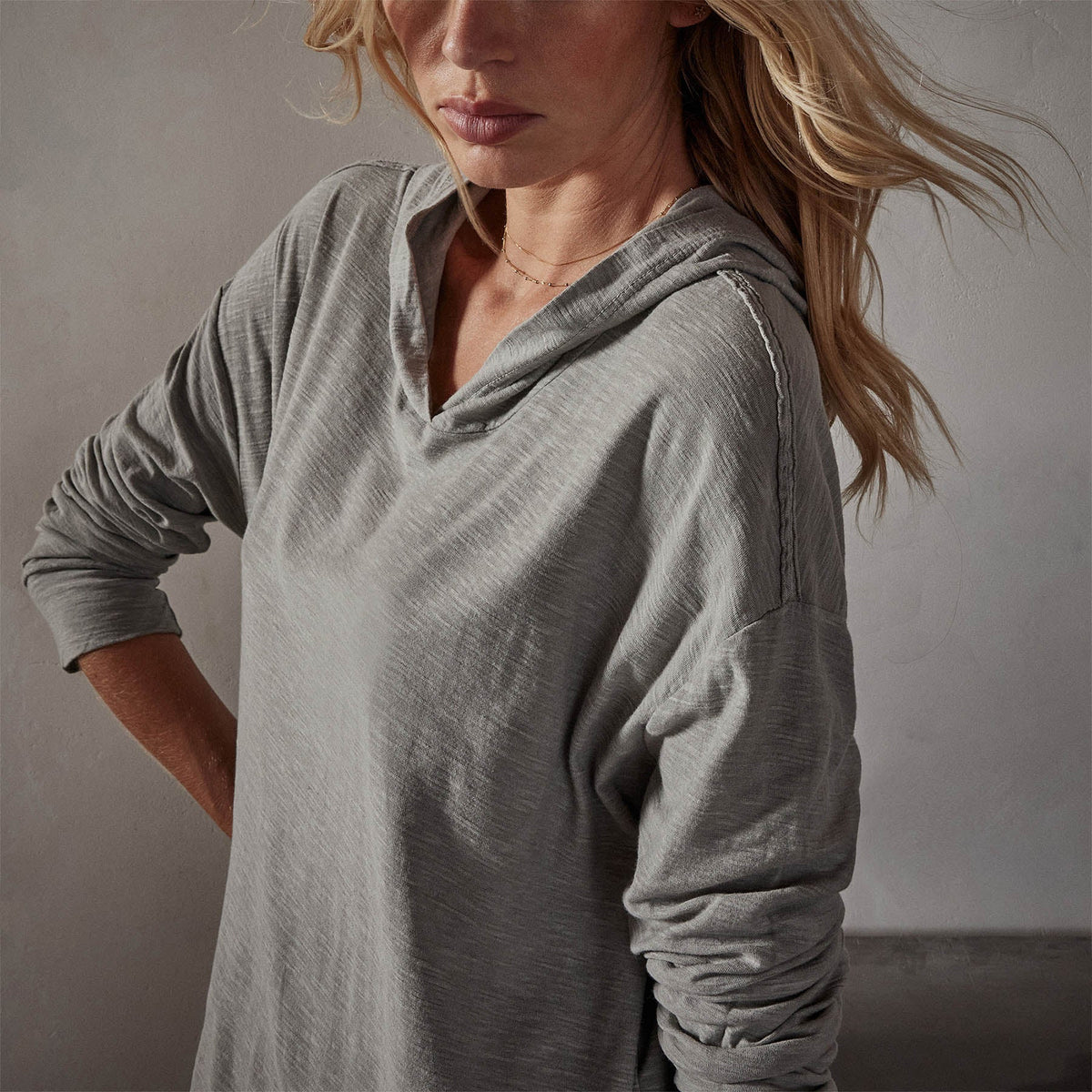 Reverse Slub Jersey Hoody in Concrete Pigment | James Perse Los Angeles