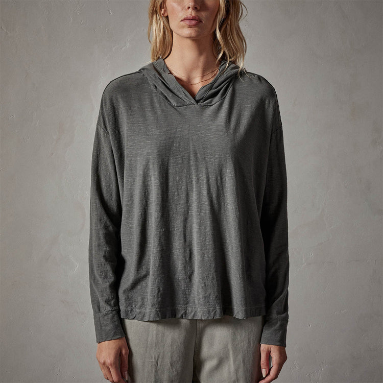 Reverse Slub Jersey Hoody in Fin Pigment | James Perse Los Angeles