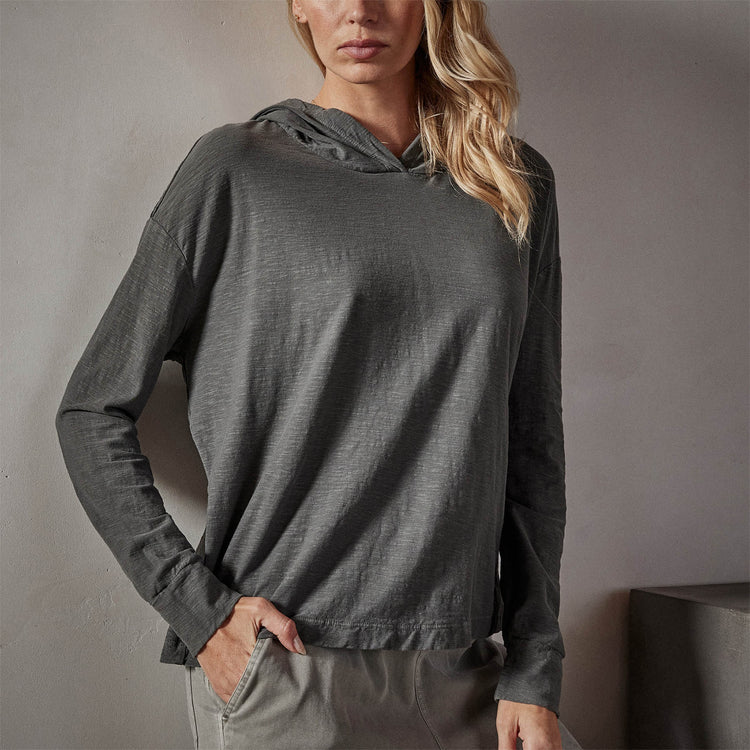 Reverse Slub Jersey Hoody in Fin Pigment | James Perse Los Angeles