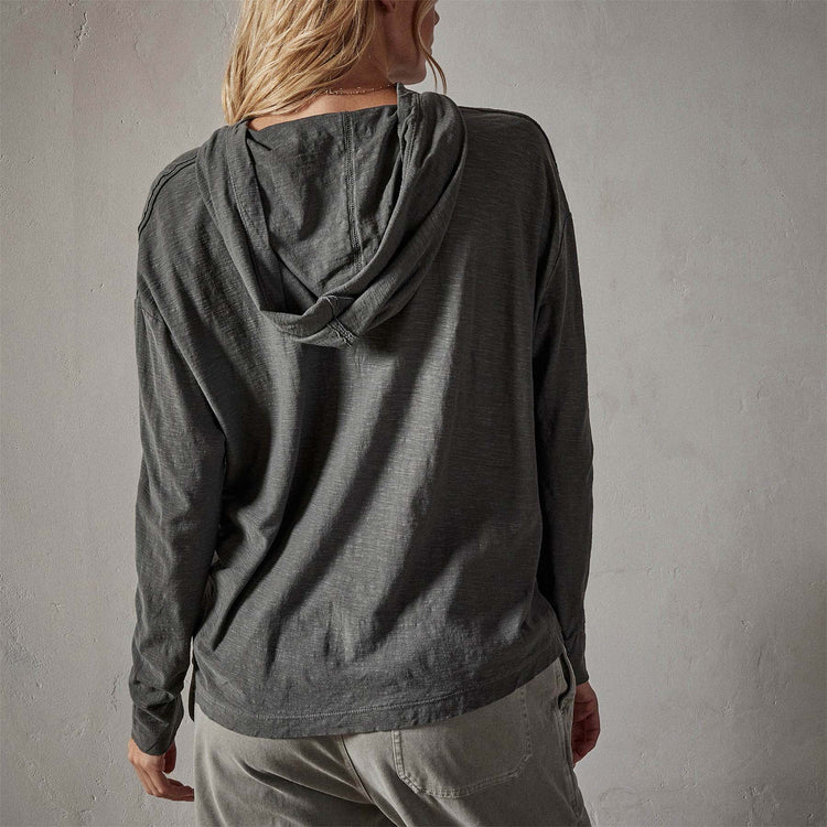 Reverse Slub Jersey Hoody in Fin Pigment | James Perse Los Angeles