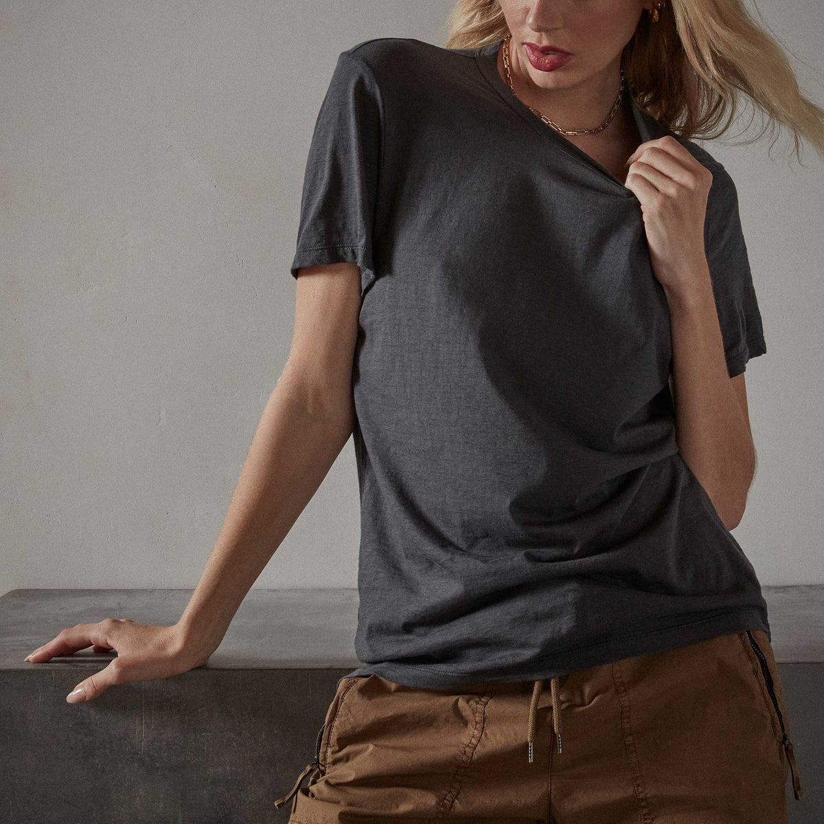 Recycled Lotus Jersey Knit Tee in Magma | James Perse Los Angeles