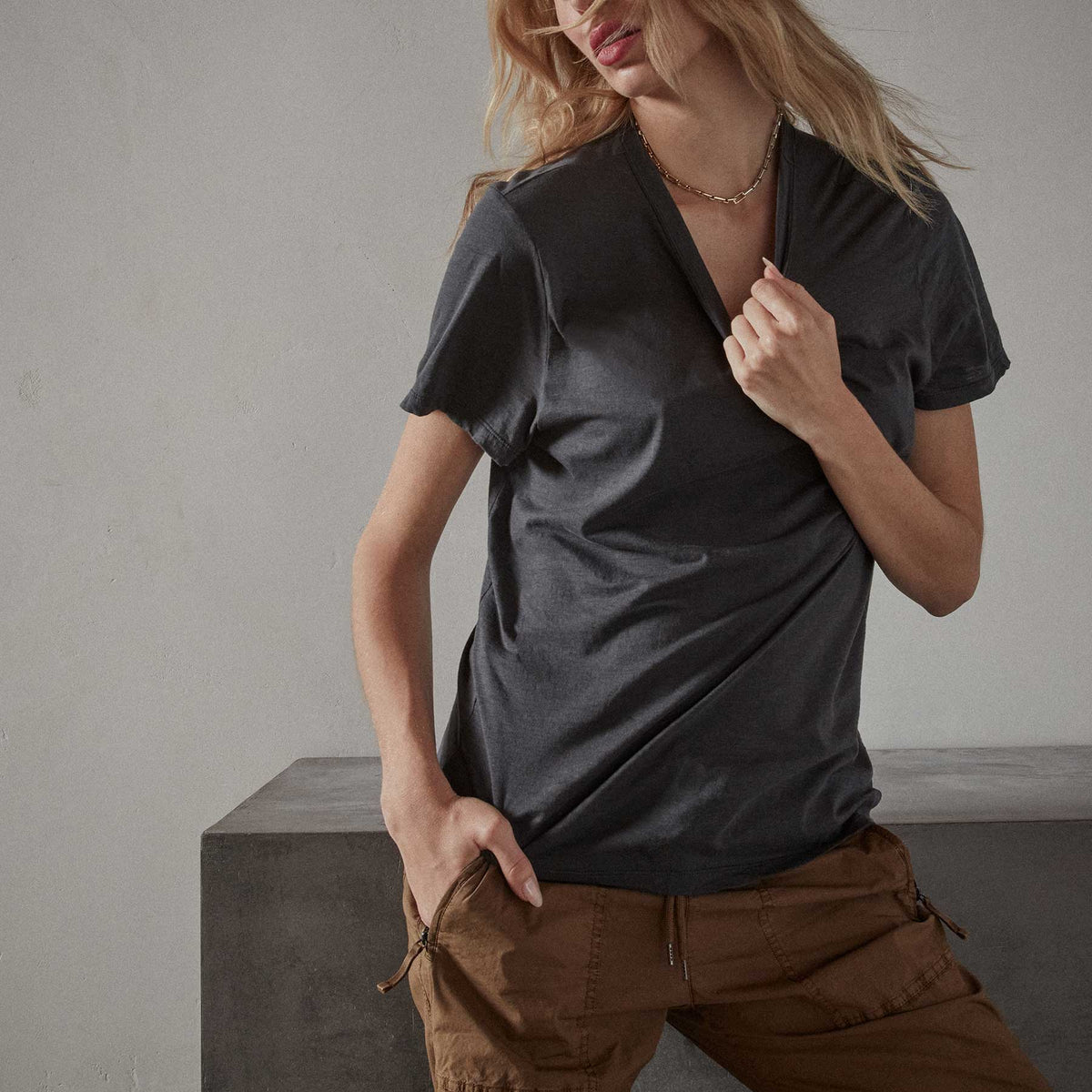 Recycled Lotus Jersey Knit Tee in Magma | James Perse Los Angeles