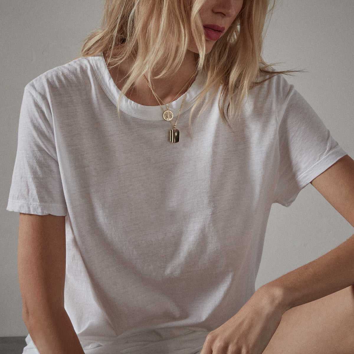 Recycled Lotus Jersey Knit Tee - White | James Perse Los Angeles