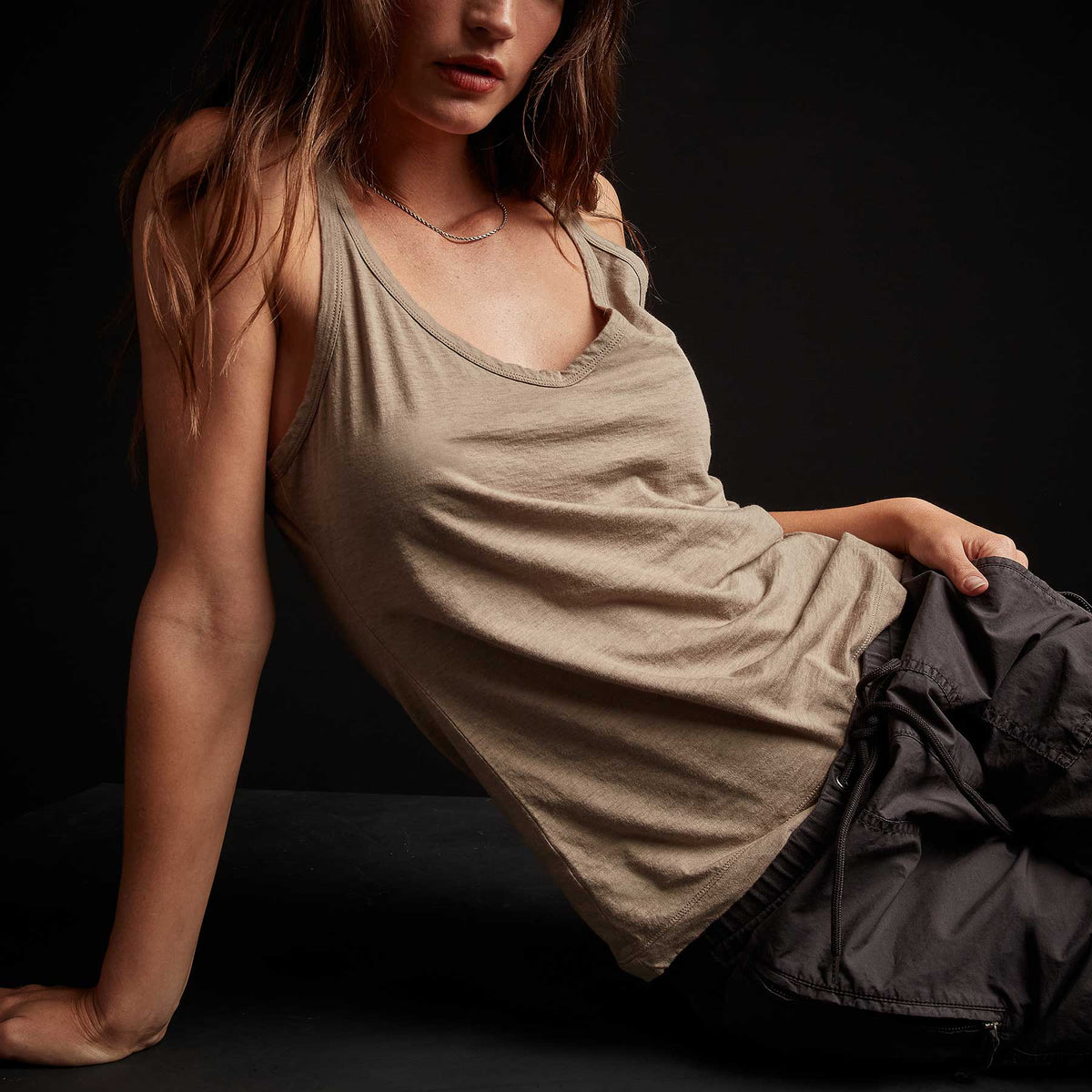 Recycled Lotus Jersey Tank - Fawn | James Perse Los Angeles