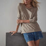 Long Sleeve Lotus Jersey Top in Fawn | James Perse Los Angeles