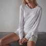 Long Sleeve Lotus Jersey Top in White | James Perse Los Angeles