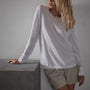 Long Sleeve Lotus Jersey Top in White | James Perse Los Angeles